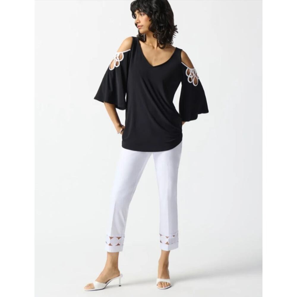 Vince Camuto Black Top with Strappy Flare Sleeves - Picture 2 of 13
